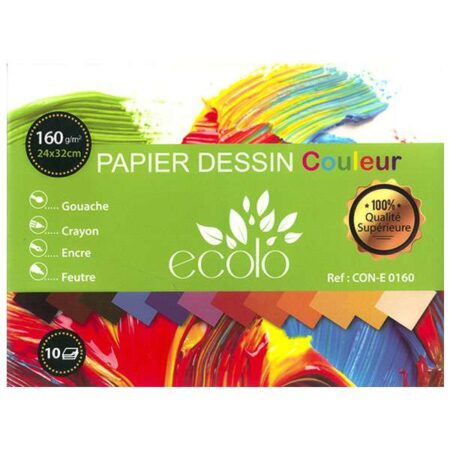 Pochette feuilles dessin Couleur Ecolo 160gr 24x32cm