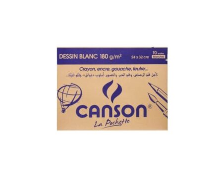 Pochette Papier dessin 10 Feuilles Canson blanc 24*32/180g